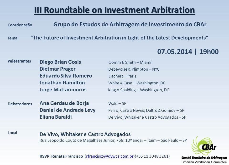 III Roundtable on Investment Arbitration