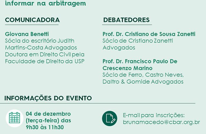 Comunicação CBAr – São Paulo: Os Impactos do Dolo e da Violação ao Dever de Informar na Arbitragem