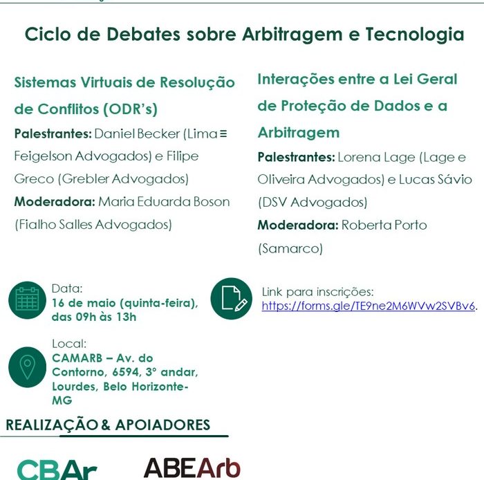 Comunicação da Coordenadoria Regional de Minas Gerais - Ciclo de Debates sobre Arbitragem e Tecnologia