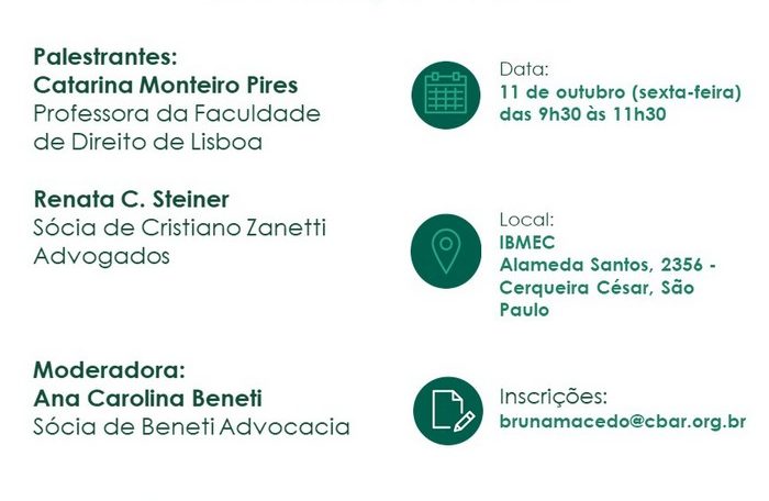 Comunicação da Coordenadoria Regional de São Paulo - Law in Action, Direito Contratual na Arbitragem e Determinação do Dano