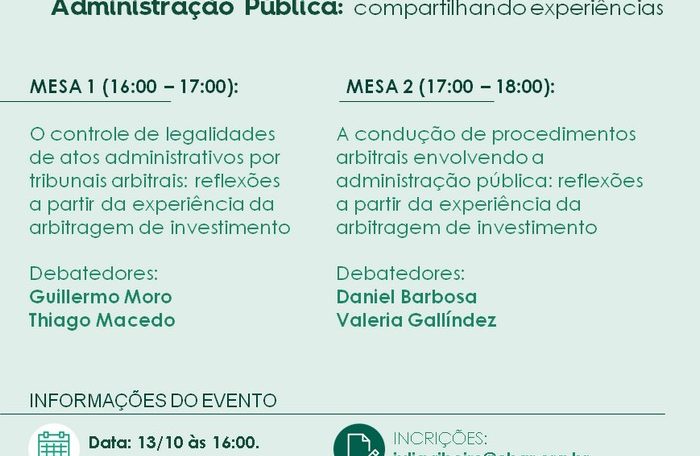Encontro do Grupo de Estudos em Arbitragem de Investimento e Administração Pública - Compartilhando Experiências